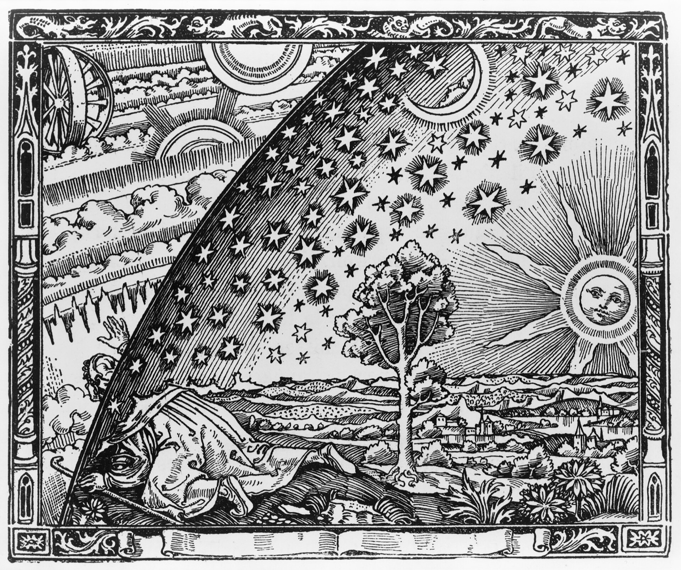 The Flammarion engraving: a pilgrim breaks through the firmament