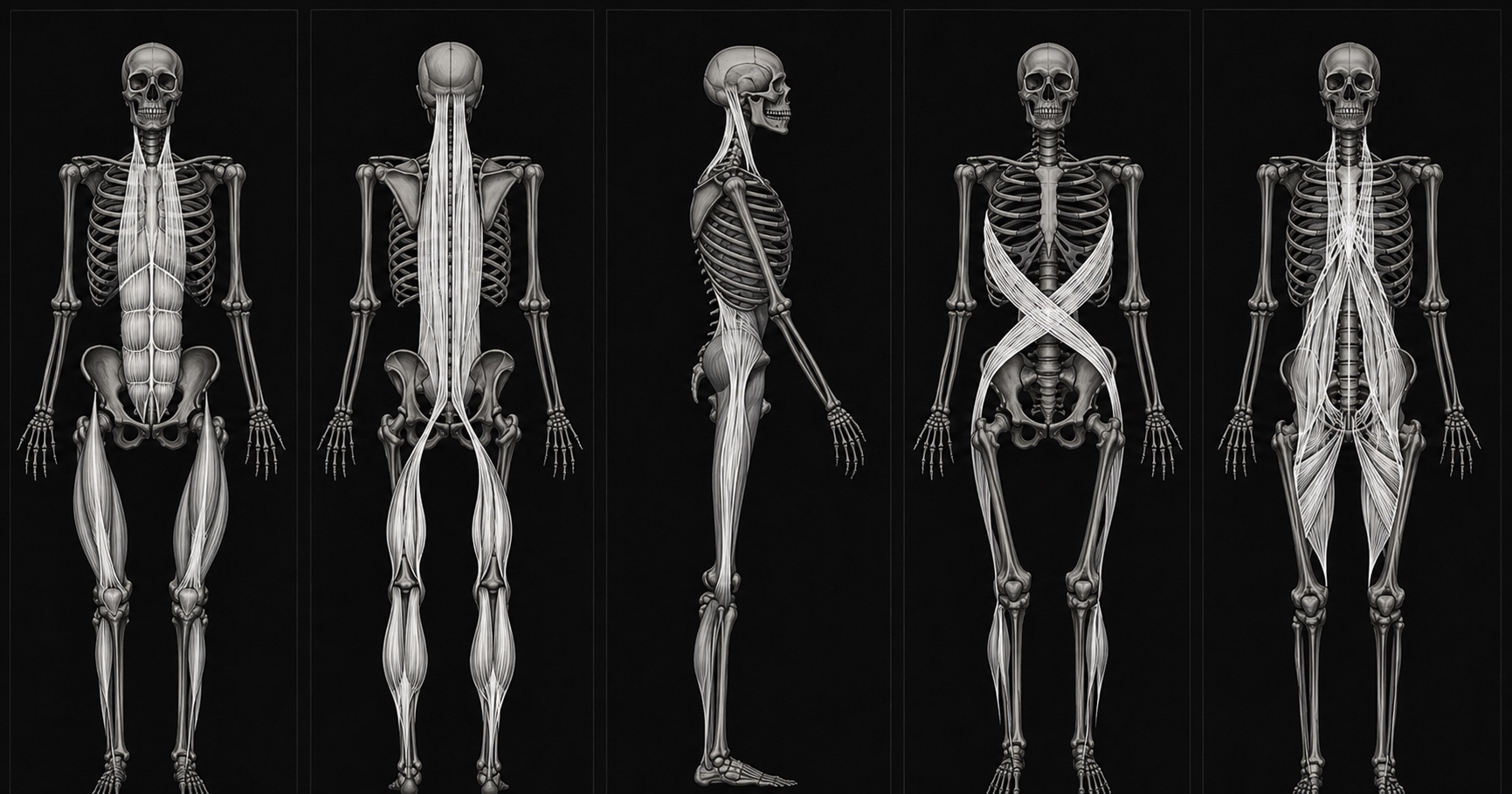 Five of the fascial chains from Anatomy Trains